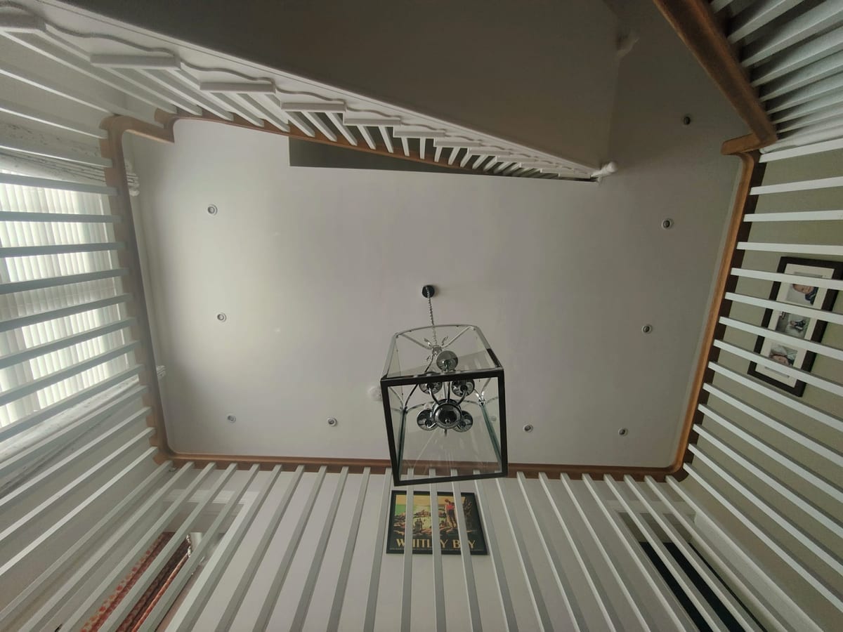 Finished three-storey staircase after repainting